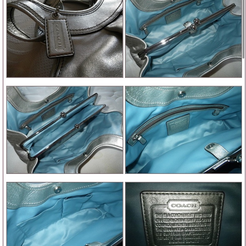 Very Rare Y2K Coach Silver Metallic Kisslock Ergo - Picture 2 of 2
